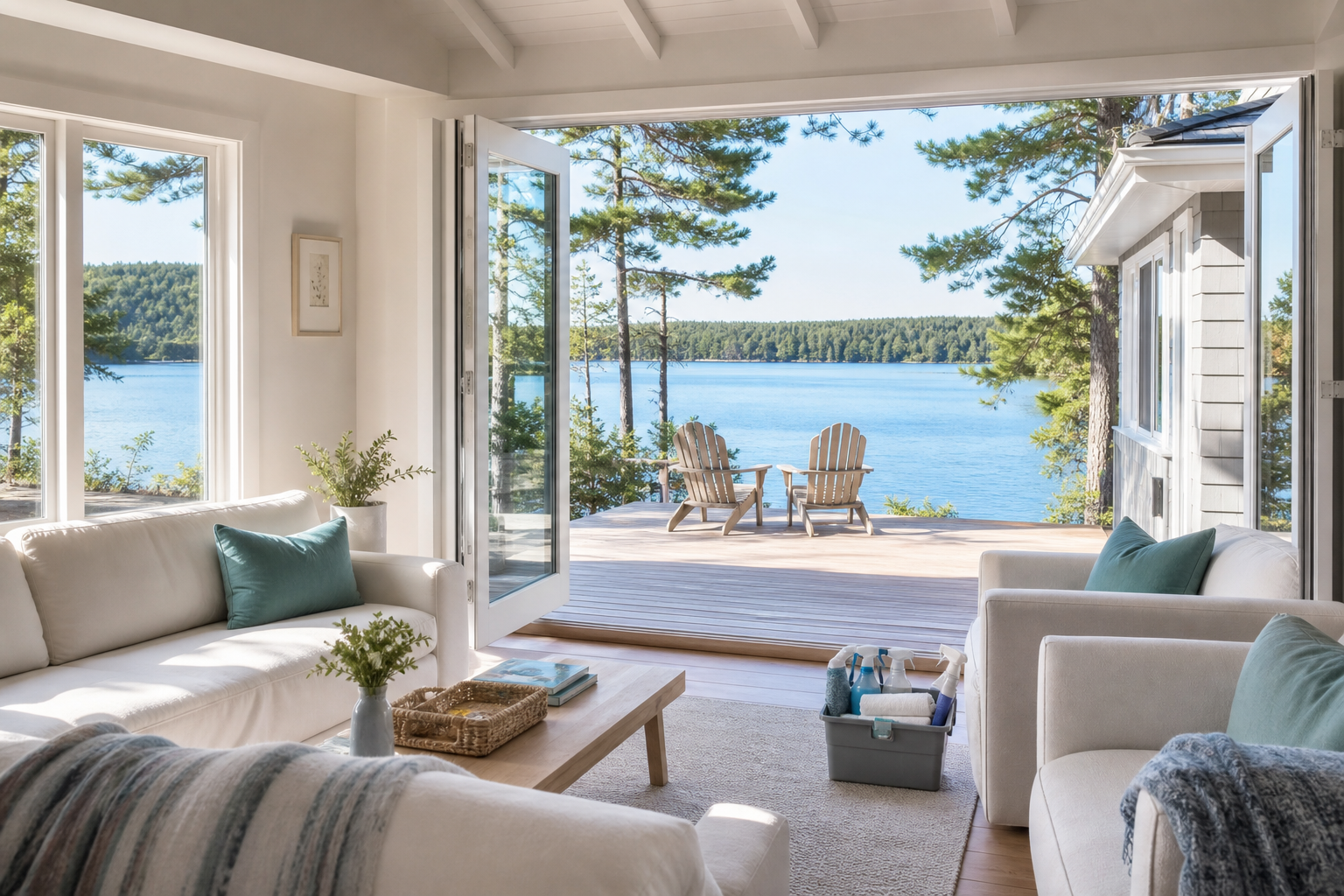 Bright, freshly prepared Muskoka lakeside cottage